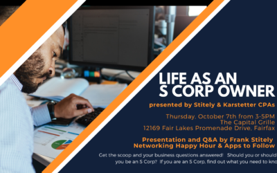Stitely & Karstetter Sponsors October Networking Event –   “Life as an S Corp Owner”